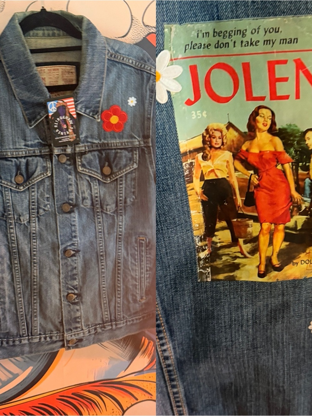 VINTAGE CUSTOM ONE OF A KIND JOLENE DOLLY PARTON DENIM JACKET COAT MEDIUM